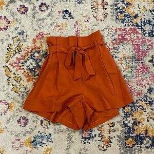 Allegra K High-Waisted Rust Shorts
